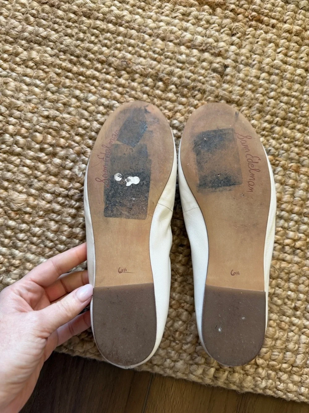 Sam Edelman White Leather Bow-Trim Ballet Flats - Picture 8 of 10